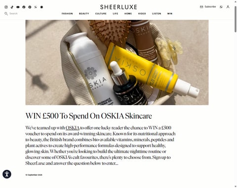 £500 Spend On Oskia Skincare